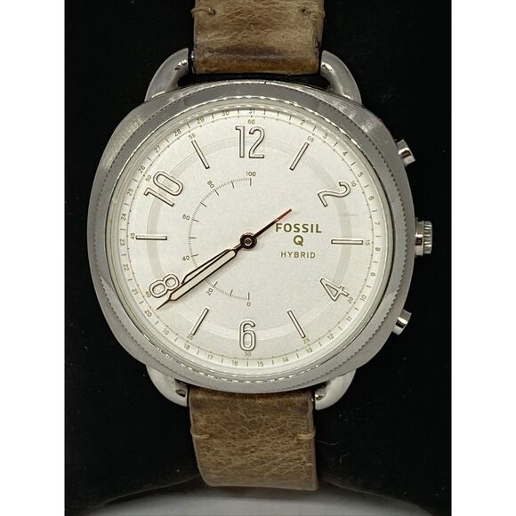 Fossil FTW1200 Women's Sand Leather White Analog Dial Hybrid Smartwatch XX642 - Picture 2 of 12